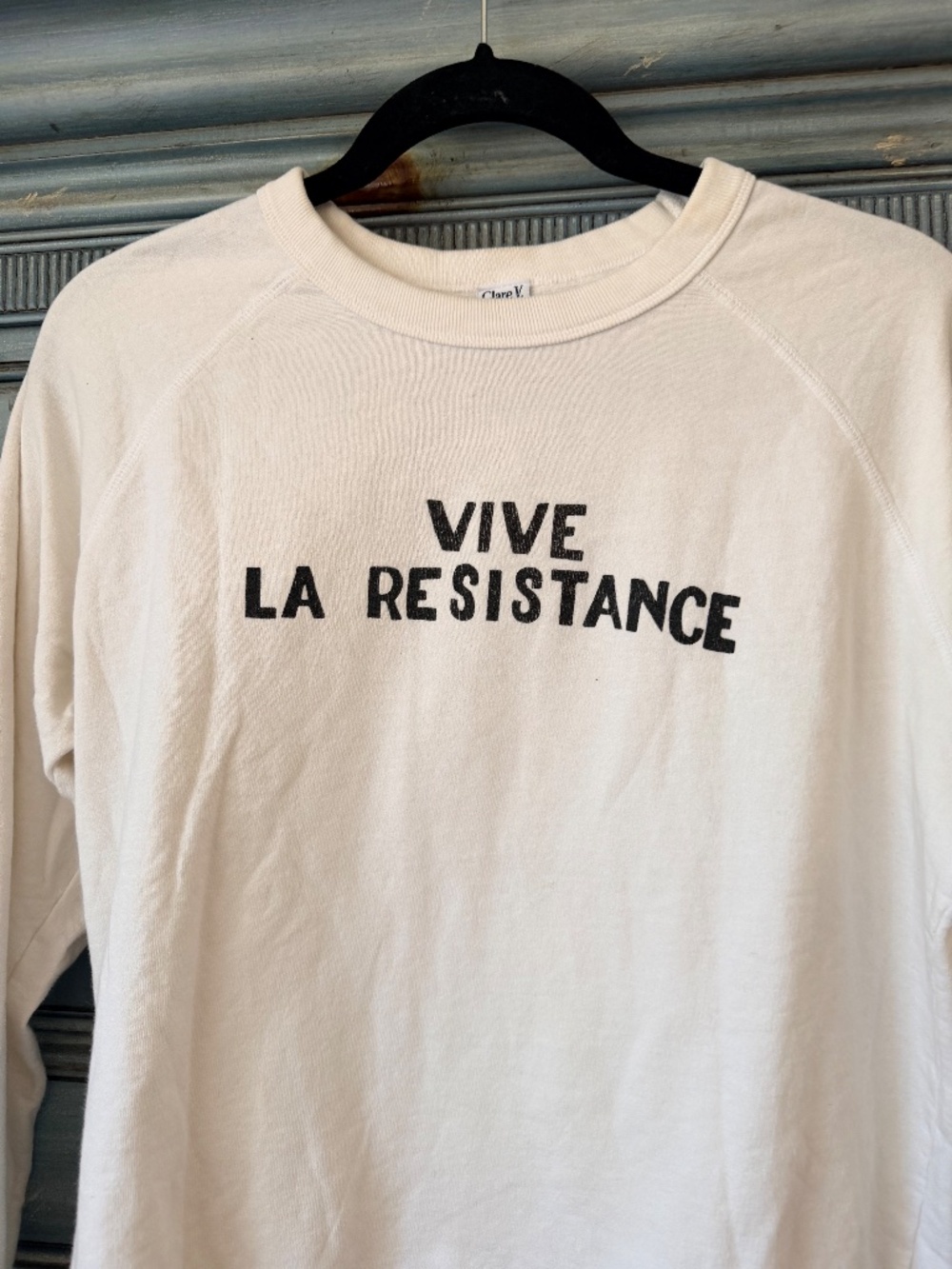 Clare V Vive La Resistance White Sweatshirt Size M - Picture 4 of 6
